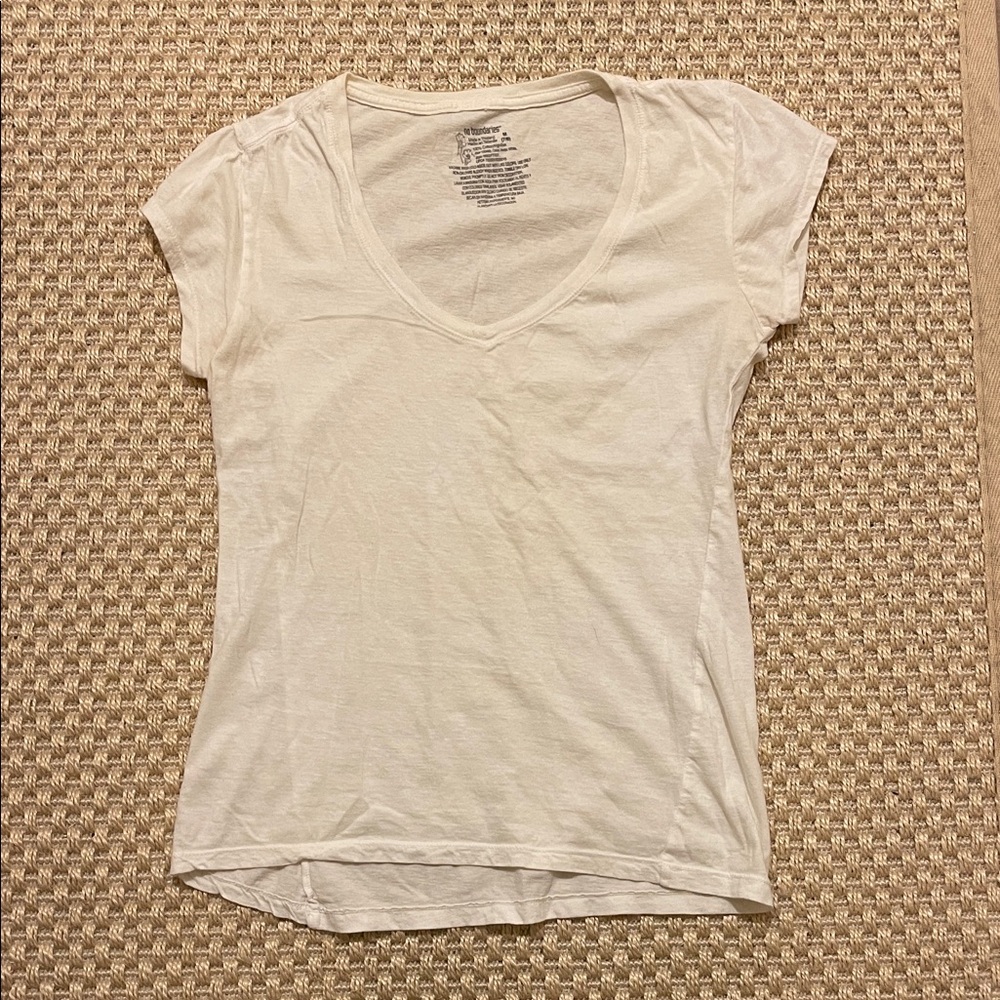 Classic 100% Cotton White V-Neck Cap Sleeve Women's Top